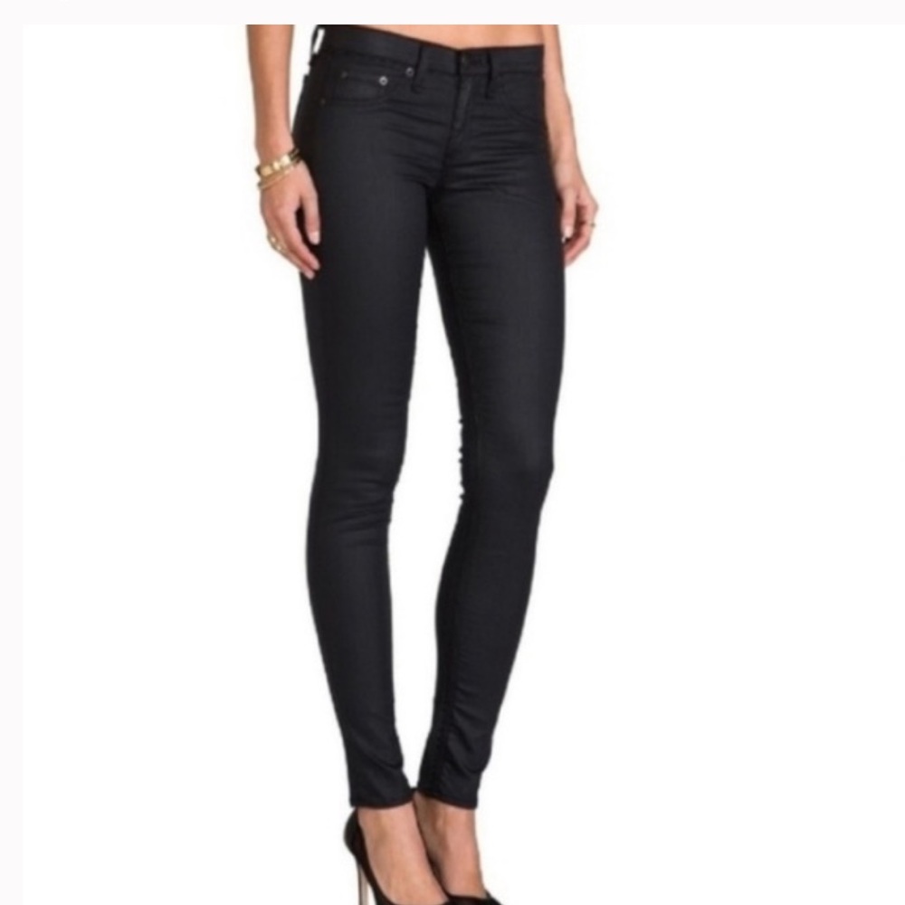 Rag & Bone sz 25 black coated skinny jeans - Picture 3 of 7